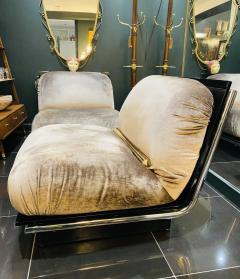 1970s French smoked lucite silk velvet lounge chairs - 2150575