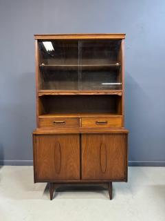 1970s Garrison Mid Century Walnut 2 Door China Cabinet - 4215405