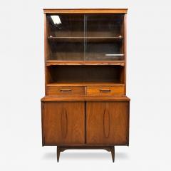1970s Garrison Mid Century Walnut 2 Door China Cabinet - 4217424