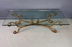 1970s Gilt Iron Scroll Hollywood Regency Cocktail Table with Curvaceous Legs - 3442427