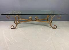 1970s Gilt Iron Scroll Hollywood Regency Cocktail Table with Curvaceous Legs - 3442517