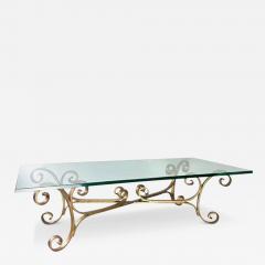 1970s Gilt Iron Scroll Hollywood Regency Cocktail Table with Curvaceous Legs - 3444450