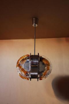 1970s Glass and Chrome Murano Chandelier - 355238