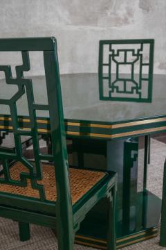1970s Green Lacquered Wood Dining Set - 4365027