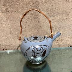1970s Handcrafted Small Blue Tea Pot Studio Pottery Art - 3461128