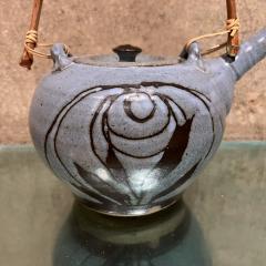 1970s Handcrafted Small Blue Tea Pot Studio Pottery Art - 3461129