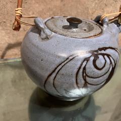 1970s Handcrafted Small Blue Tea Pot Studio Pottery Art - 3461131