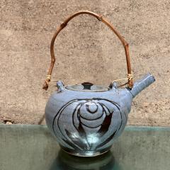 1970s Handcrafted Small Blue Tea Pot Studio Pottery Art - 3461132