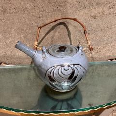1970s Handcrafted Small Blue Tea Pot Studio Pottery Art - 3461133