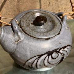 1970s Handcrafted Small Blue Tea Pot Studio Pottery Art - 3461134