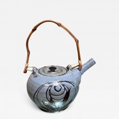 1970s Handcrafted Small Blue Tea Pot Studio Pottery Art - 3467118