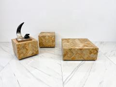 1970s Herringbone Onyx Pedestal Cocktail Tables A Pair - 3649370