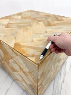 1970s Herringbone Onyx Pedestal Cocktail Tables A Pair - 3649371