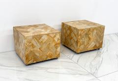 1970s Herringbone Onyx Pedestal Cocktail Tables A Pair - 3649376