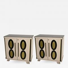 1970s Italian Art Deco Design Pair of Gold Black and White Cabinets or Sideboard - 329791