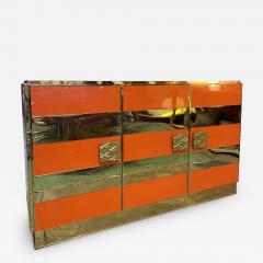 1970s Italian Art Deco Orange Cabinet Credenza - 2625813