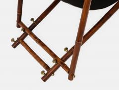 1970s Italian Bamboo and Black Leather Sling Reclining Campaign Chair - 3215149