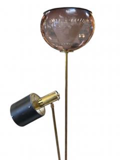 1970s Italian Brass Floor Lamp with Smoked Murano Glass and Adjustable Spotlight - 4206934