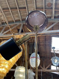 1970s Italian Brass Floor Lamp with Smoked Murano Glass and Adjustable Spotlight - 4206940