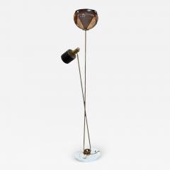 1970s Italian Brass Floor Lamp with Smoked Murano Glass and Adjustable Spotlight - 4207884