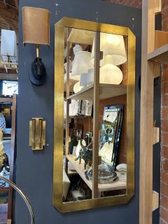 1970s Italian Brass Framed Geometric Mirror - 4278468