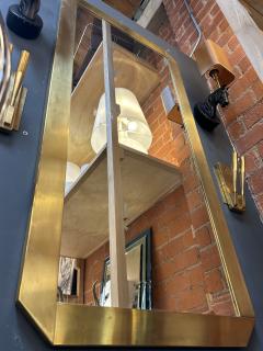 1970s Italian Brass Framed Geometric Mirror - 4278470