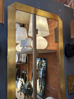 1970s Italian Brass Framed Geometric Mirror - 4278471