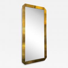 1970s Italian Brass Framed Geometric Mirror - 4279043