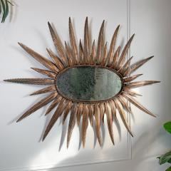 1970s Italian Copper Feathered Sunburst Mirror - 3039812