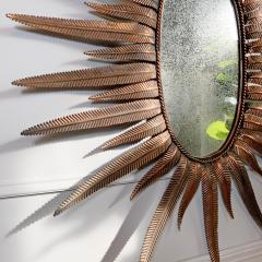 1970s Italian Copper Feathered Sunburst Mirror - 3039817