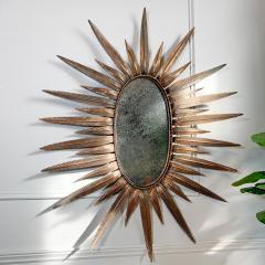 1970s Italian Copper Feathered Sunburst Mirror - 3039820