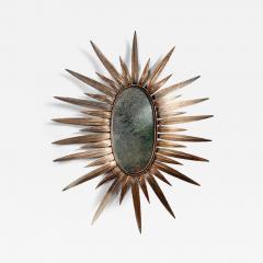 1970s Italian Copper Feathered Sunburst Mirror - 3044783