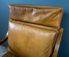 1970s Italian Office Chair in Cognac Leather Cherry Wood - 2147786