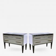 1970s Italian Pair of Vintage Mirrored Chests Side Tables with Black Accents - 329802
