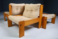 1970s Italian Pine Canvas Lounge Chair - 2548103