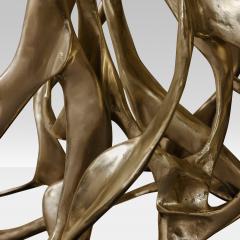 1970s Italian Sculptural Brass and Travertine Console - 4094695