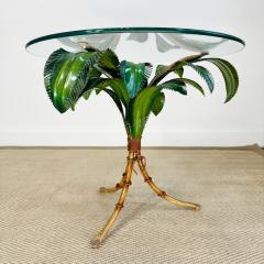 1970s Italian Toleware Faux Bamboo Palm Table - 3463762