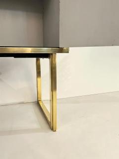 1970s Italian Vintage Art Deco Geometric Gold Brass Black Glass Tall Cabinet - 4295191