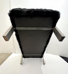 1970s Italian Vintage Black Faux Fur Steel Bed Stool Bench - 4348145