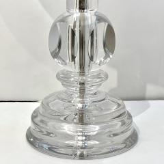 1970s Italian Vintage Organic Pair of Turned Faceted Crystal Glass Table Lamps - 3431543