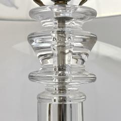 1970s Italian Vintage Organic Pair of Turned Faceted Crystal Glass Table Lamps - 3431545
