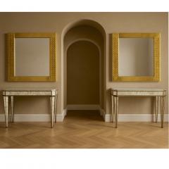 1970s Italian Vintage Pair Handcrafted Brass Mirrors with Gold Jewel Like Detail - 4324545