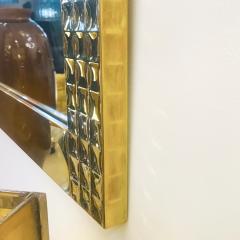 1970s Italian Vintage Pair Handcrafted Brass Mirrors with Gold Jewel Like Detail - 4324559