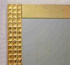 1970s Italian Vintage Pair Handcrafted Brass Mirrors with Gold Jewel Like Detail - 4324563