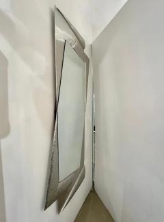 1970s Italian Vintage Post Modern Minimalist Design Aluminum Full Length Mirror - 3922321