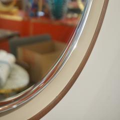 1970s Italian Vintage White Framed Cherry Wood Back Lit Oval Mirror - 1388998