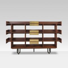 1970s Italian Wood Library Brass Details - 4250216