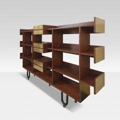 1970s Italian Wood Library Brass Details - 4250217