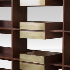 1970s Italian Wood Library Brass Details - 4250218