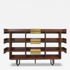 1970s Italian Wood Library Brass Details - 4250854